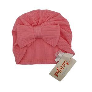 Cat & Jack Baby Girl Bow Beanie Hat Pink Ribbed Knit 6-12 Months NWT